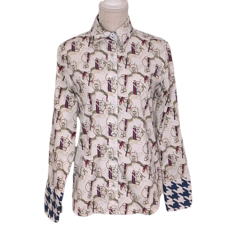 Tizzie Long Sleeve Button Shirt Equestrian Saddle Cotton Stretch Western Cowgirl